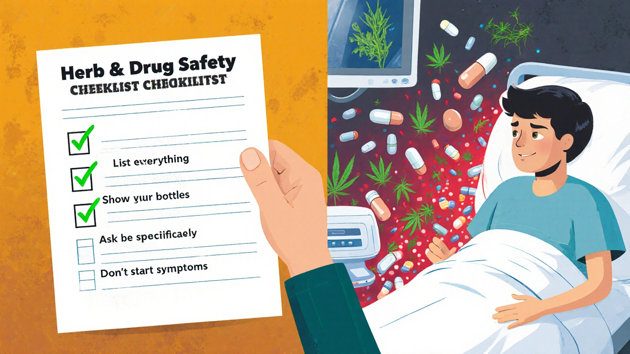 Person holding safety checklist with split scene showing healthy vs. hospital outcomes.